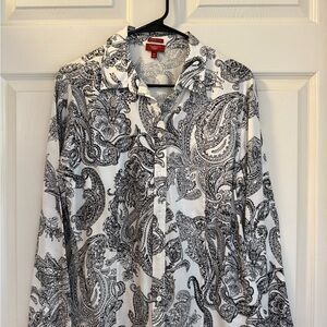 Talbots Monochrome Paisley Button Down Shirt